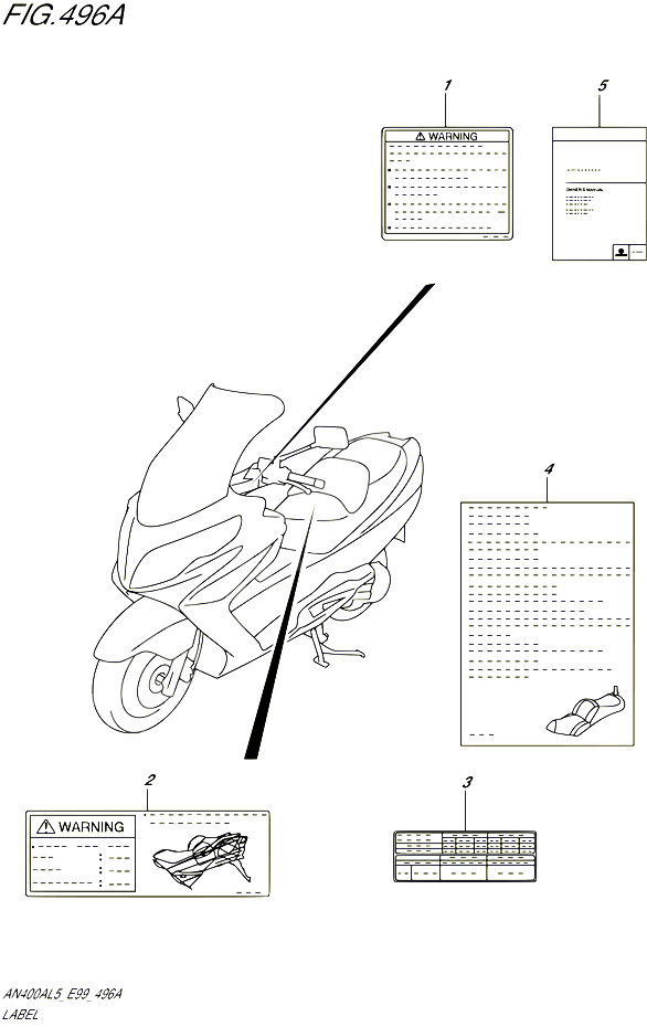 ETIQUETTE POUR SUZUKI BURGMAN 400 2015 POUR BURGMAN 400 AN400ZA L5 