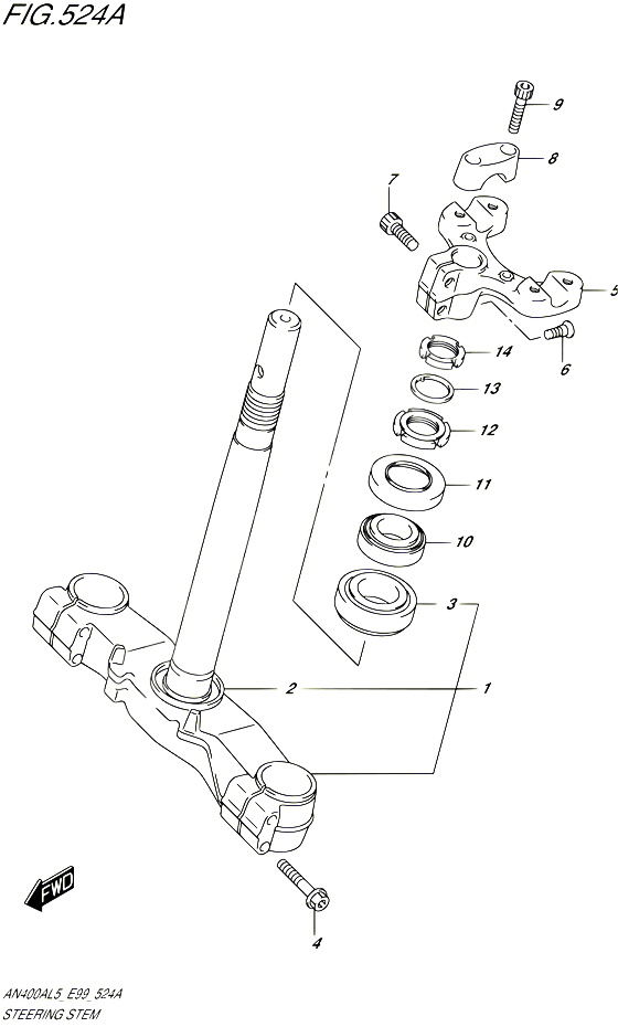 COLONNE DE DIRECTION POUR SUZUKI BURGMAN 400 2015 POUR BURGMAN 400 AN400ZA L5 
