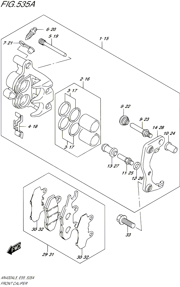 ETRIER DE FREIN AVANT POUR SUZUKI BURGMAN 400 2015 POUR BURGMAN 400 AN400ZA L5 