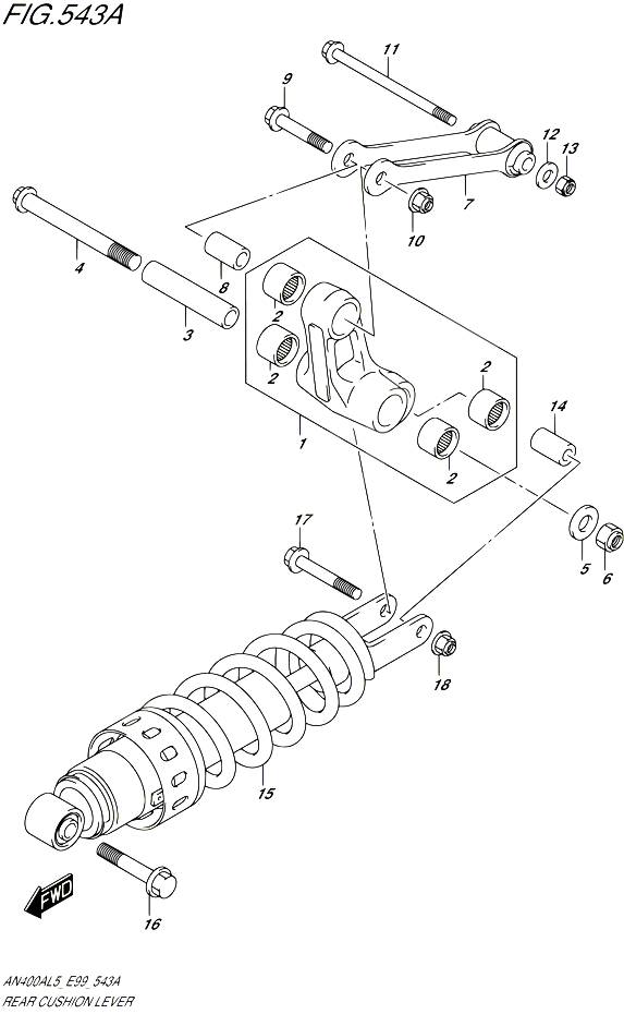 BIELLETTE DAMORTISSEUR POUR SUZUKI BURGMAN 400 2015 POUR BURGMAN 400 AN400ZA L5 