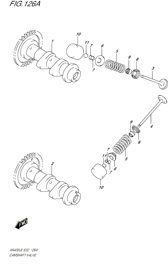 ARBRE A CAMES VALVE POUR SUZUKI BURGMAN 400 2016 POUR BURGMAN 400 EXECUTIVE ABS AN400ZA L6 