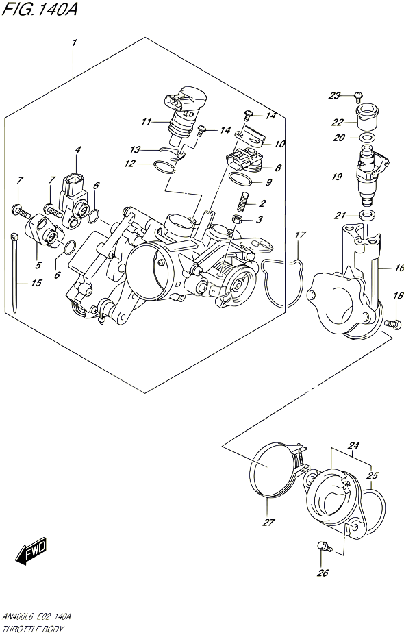 CORPS DE PAPILLON POUR SUZUKI BURGMAN 400 2016 POUR BURGMAN 400 EXECUTIVE ABS AN400ZA L6 
