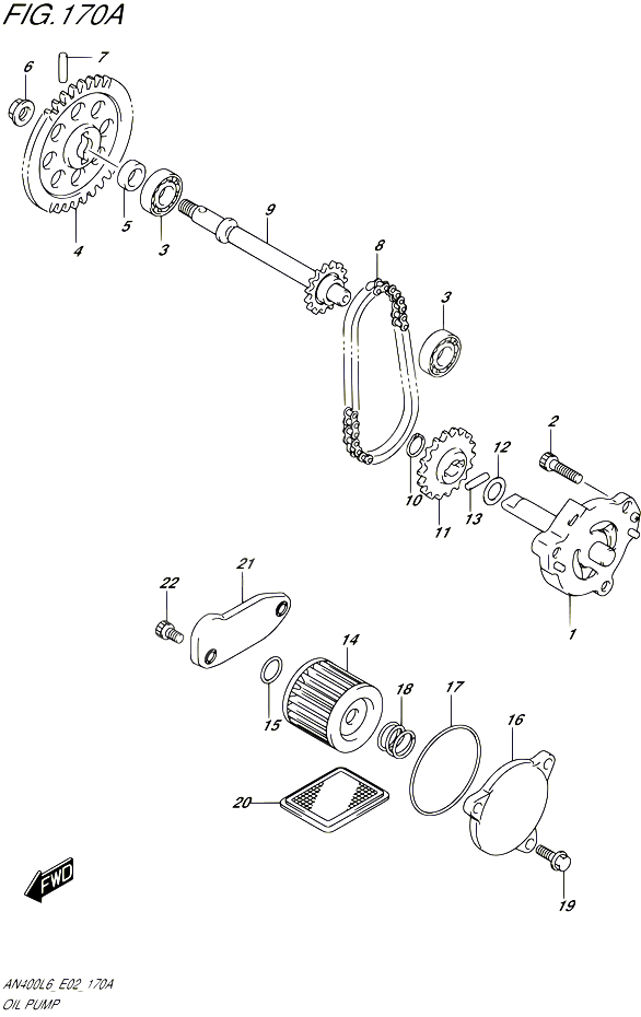 POMPE A HUILE POUR SUZUKI BURGMAN 400 2016 POUR BURGMAN 400 EXECUTIVE ABS AN400ZA L6 