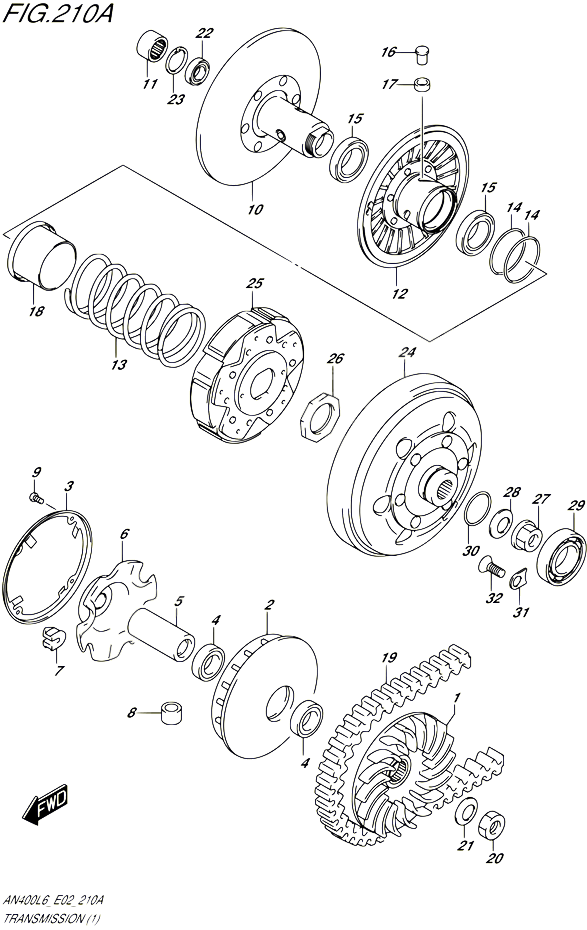TRANSMISSION 1 POUR SUZUKI BURGMAN 400 2016 POUR BURGMAN 400 EXECUTIVE ABS AN400ZA L6 