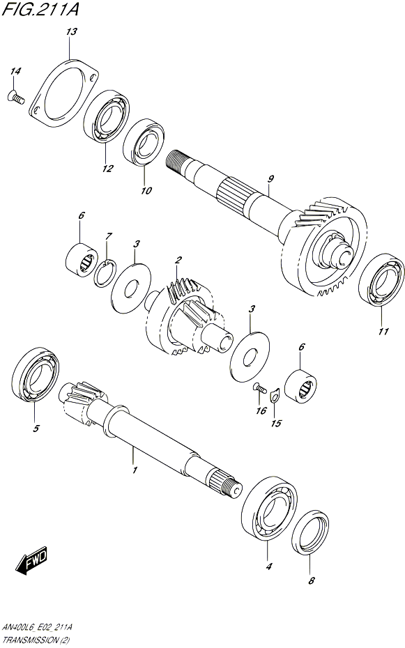 TRANSMISSION 2 POUR SUZUKI BURGMAN 400 2016 POUR BURGMAN 400 EXECUTIVE ABS AN400ZA L6 