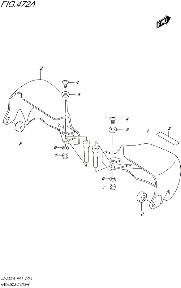 PROTEGES MAINS AN400ZAL6 E02 POUR SUZUKI BURGMAN 400 2016 POUR BURGMAN 400 EXECUTIVE ABS AN400ZA L6 