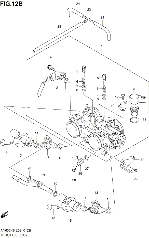 CORPS DE PAPILLON MODEL K8 K9 L0 POUR SUZUKI BURGMAN 650 2010 POUR SUZUKI BURGMANAN650A L0 