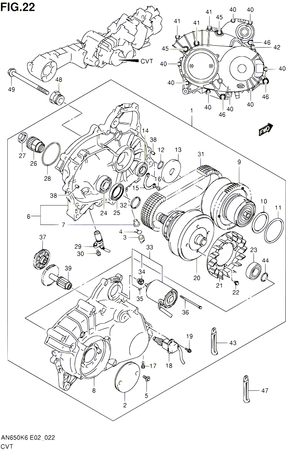 ENSEMBLE CARTER DE TRANSMISSION POUR SUZUKI BURGMAN 650 2010 POUR SUZUKI BURGMANAN650A L0 