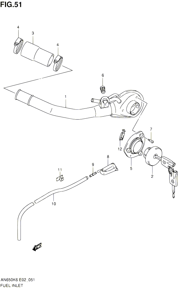 BOUCHON ET GOULOTTE DE RESERVOIR DESSENCE POUR SUZUKI BURGMAN 650 2010 POUR SUZUKI BURGMANAN650A L0 