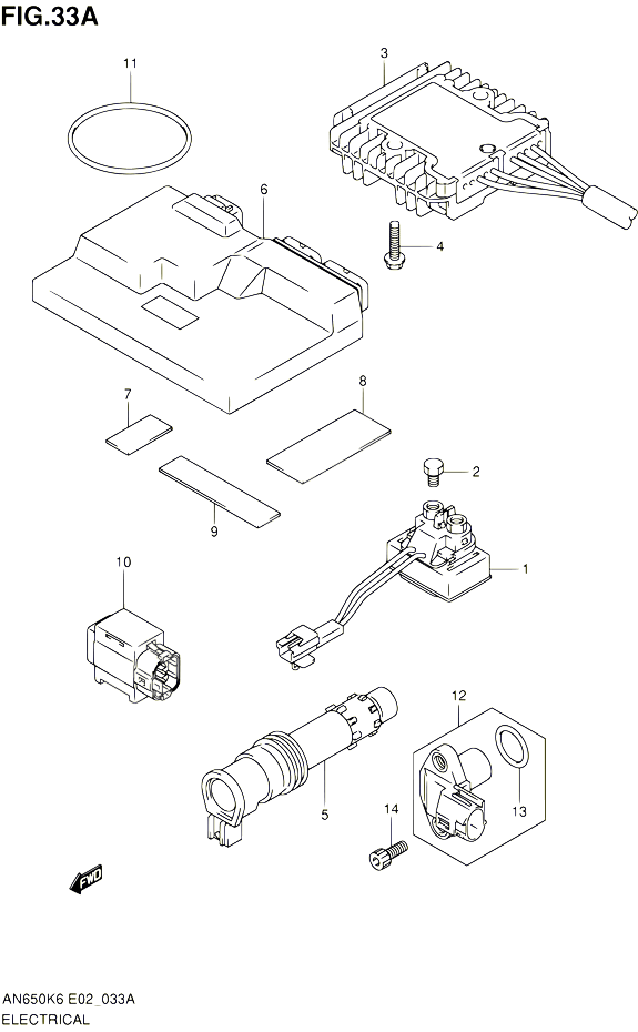 PARTIE ELECTRIQUE MODEL L0 POUR SUZUKI BURGMAN 650 2010 POUR SUZUKI BURGMANAN650A L0 