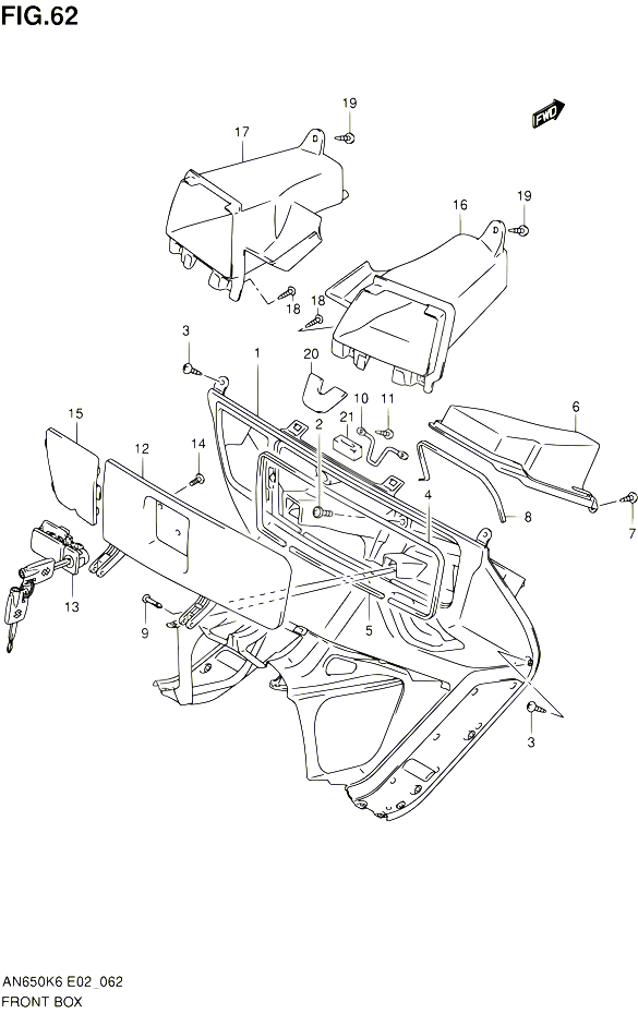 BOITE AVANT POUR SUZUKI BURGMAN 650 2010 POUR SUZUKI BURGMANAN650A L0 