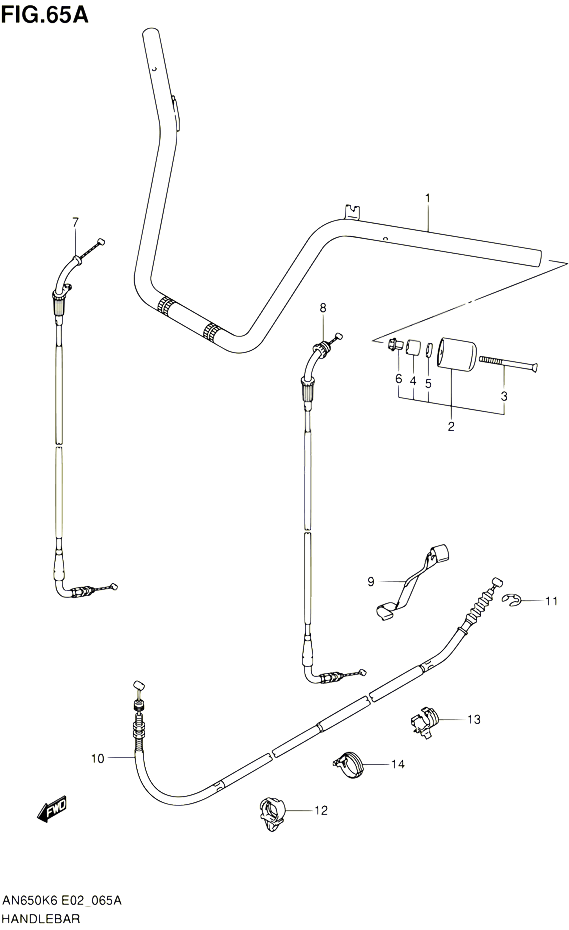 GUIDON MODEL K9  L0 POUR SUZUKI BURGMAN 650 2010 POUR SUZUKI BURGMANAN650A L0 