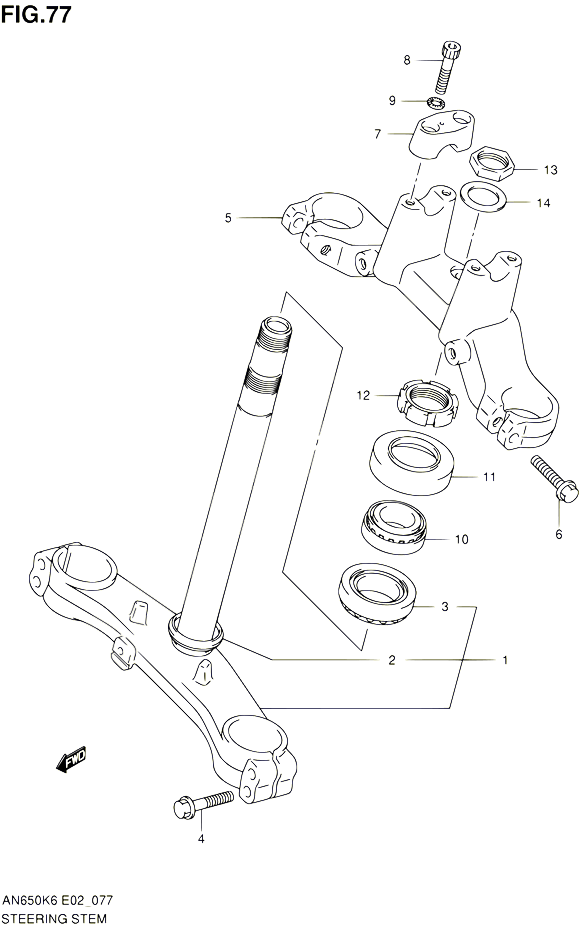 COLONNE DE DIRECTION POUR SUZUKI BURGMAN 650 2010 POUR SUZUKI BURGMANAN650A L0 