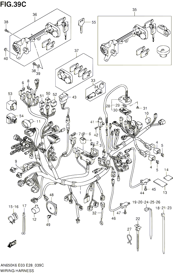 FAISCEAU ELECTRIQUE AN650AL0 POUR SUZUKI BURGMAN 650 2010 POUR SUZUKI BURGMANAN650A L0 