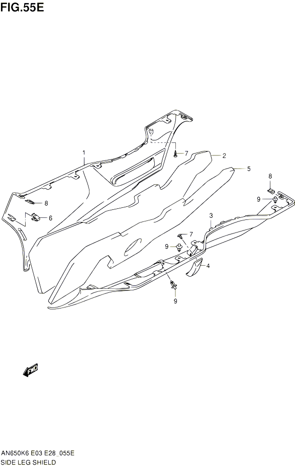 CARENAGES INFERIEUR MODEL AN650AL0 POUR SUZUKI BURGMAN 650 2010 POUR SUZUKI BURGMANAN650A L0 