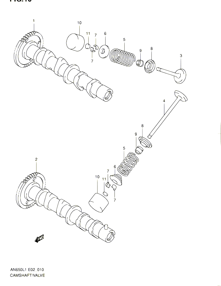 ARBRE A CAMES VALVE POUR SUZUKI BURGMAN 650 2011 POUR SUZUKI BURGMANAN650A L1 