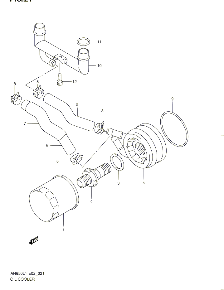 RADIATEUR DHUILE POUR SUZUKI BURGMAN 650 2011 POUR SUZUKI BURGMANAN650A L1 