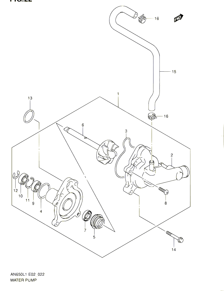 POMPE A EAU POUR SUZUKI BURGMAN 650 2011 POUR SUZUKI BURGMANAN650A L1 