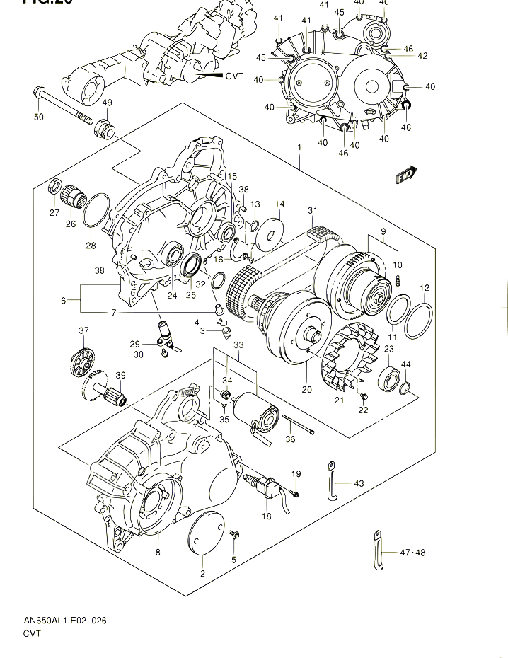 ENSEMBLE CARTER DE TRANSMISSION POUR SUZUKI BURGMAN 650 2011 POUR SUZUKI BURGMANAN650A L1 