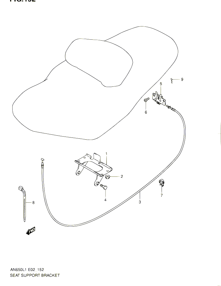 SUPPORT VERROUILLAGE DE SELLE AN650AL1 E24 POUR SUZUKI BURGMAN 650 2011 POUR SUZUKI BURGMANAN650A L1 