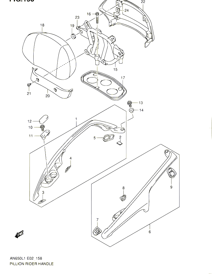 SUPPORT DOSSERET AN650AL1 E51 POUR SUZUKI BURGMAN 650 2011 POUR SUZUKI BURGMANAN650A L1 
