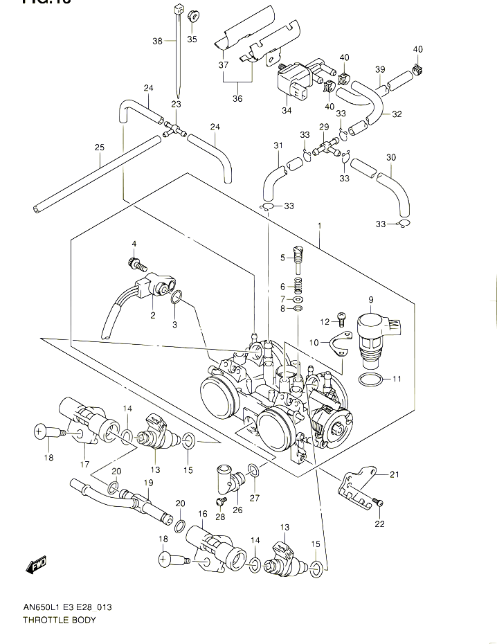 CORPS DE PAPILLON AN650L1 E33 POUR SUZUKI BURGMAN 650 2011 POUR SUZUKI BURGMANAN650A L1 