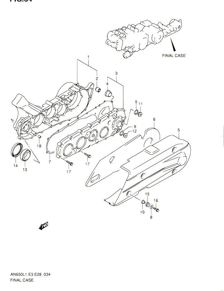 CARTER TRANSMISSION AN650L1 E03 POUR SUZUKI BURGMAN 650 2011 POUR SUZUKI BURGMANAN650A L1 