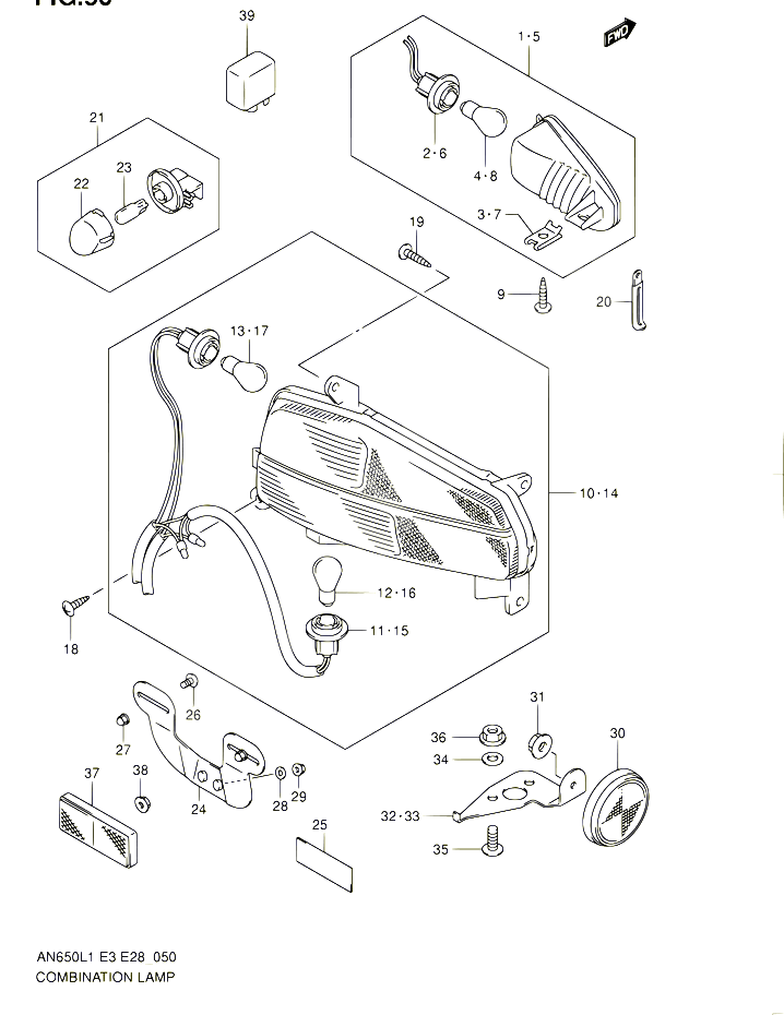 ENSEMBLE FEU ARRIERE CLIGNOTANTS POUR SUZUKI BURGMAN 650 2011 POUR SUZUKI BURGMANAN650A L1 