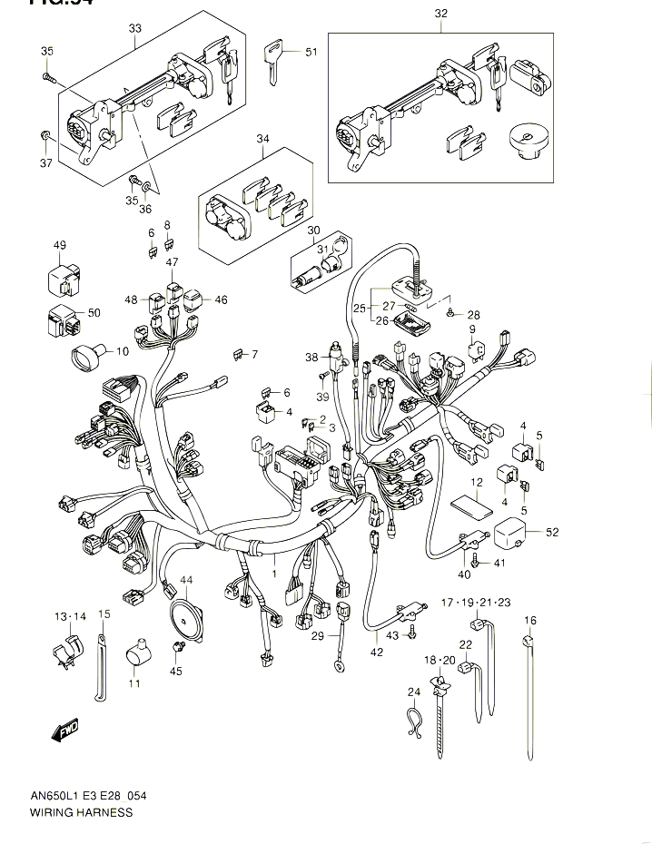 FAISCEAU ELECTRIQUE AN650AL1 E33 POUR SUZUKI BURGMAN 650 2011 POUR SUZUKI BURGMANAN650A L1 