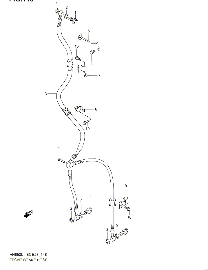 DURITE DE FREIN AVANT AN650L1 E03 POUR SUZUKI BURGMAN 650 2011 POUR SUZUKI BURGMANAN650A L1 