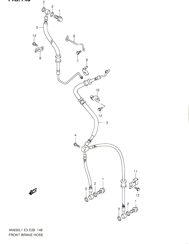 DURITE DE FREIN AVANT AN650AL1 E28 POUR SUZUKI BURGMAN 650 2011 POUR SUZUKI BURGMANAN650A L1 