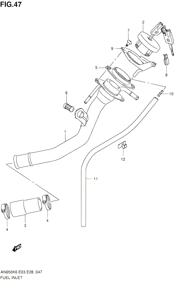 BOUCHON ET GOULOTTE DE RESERVOIR DESSENCE POUR SUZUKI BURGMAN 650 2010 POUR SUZUKI BURGMANAN650 L0 