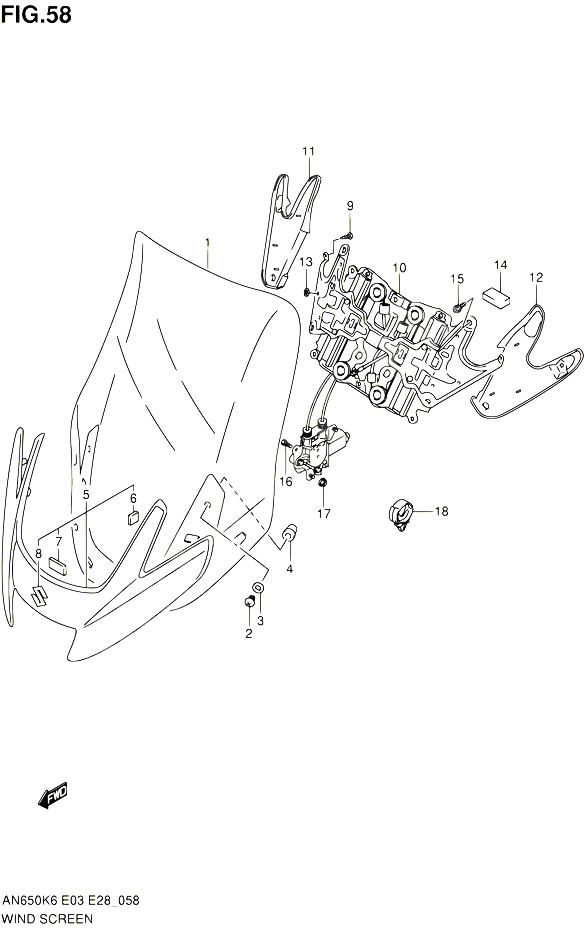 PARE BRISE AN650A POUR SUZUKI BURGMAN 650 2010 POUR SUZUKI BURGMANAN650 L0 