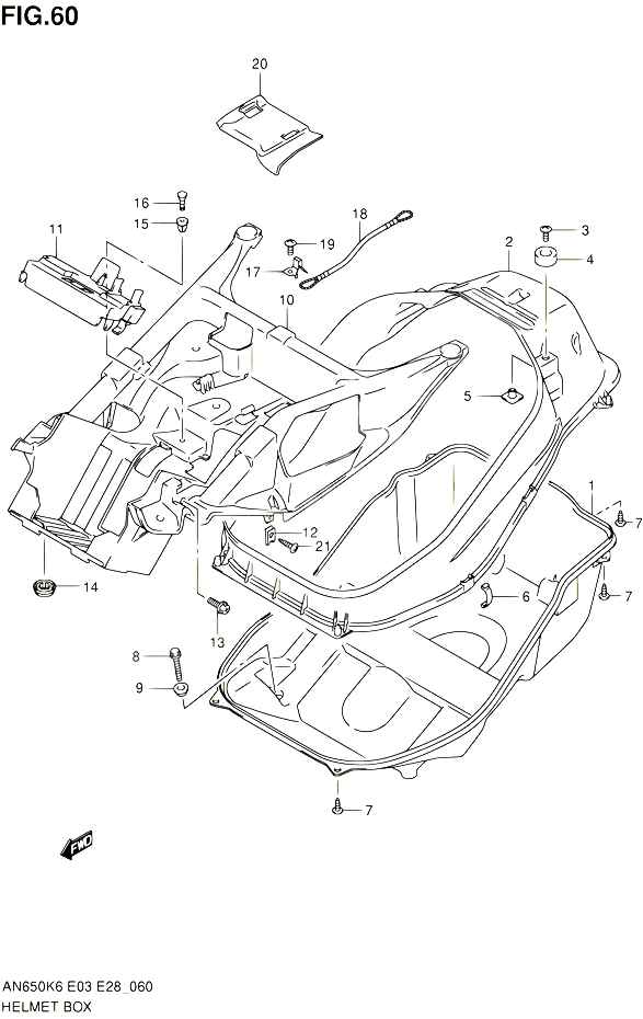 COFFRE POUR SUZUKI BURGMAN 650 2010 POUR SUZUKI BURGMANAN650 L0 