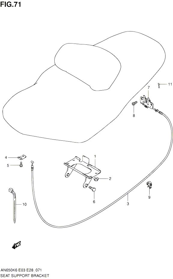 SUPPORT VERROUILLAGE DE SELLE POUR SUZUKI BURGMAN 650 2010 POUR SUZUKI BURGMANAN650 L0 