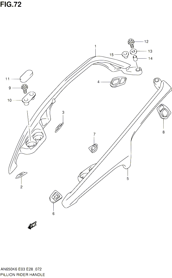 SUPPORT DOSSERET AN650K6  K7  K8  K9  L0 POUR SUZUKI BURGMAN 650 2010 POUR SUZUKI BURGMANAN650 L0 