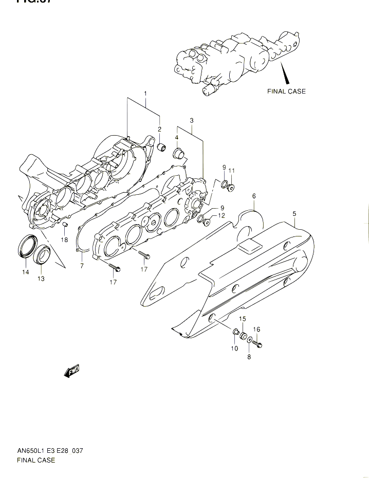 CARTER TRANSMISSION AN650AL1 E33 POUR SUZUKI BURGMAN 650 2011 POUR SUZUKI BURGMANAN650 L1 