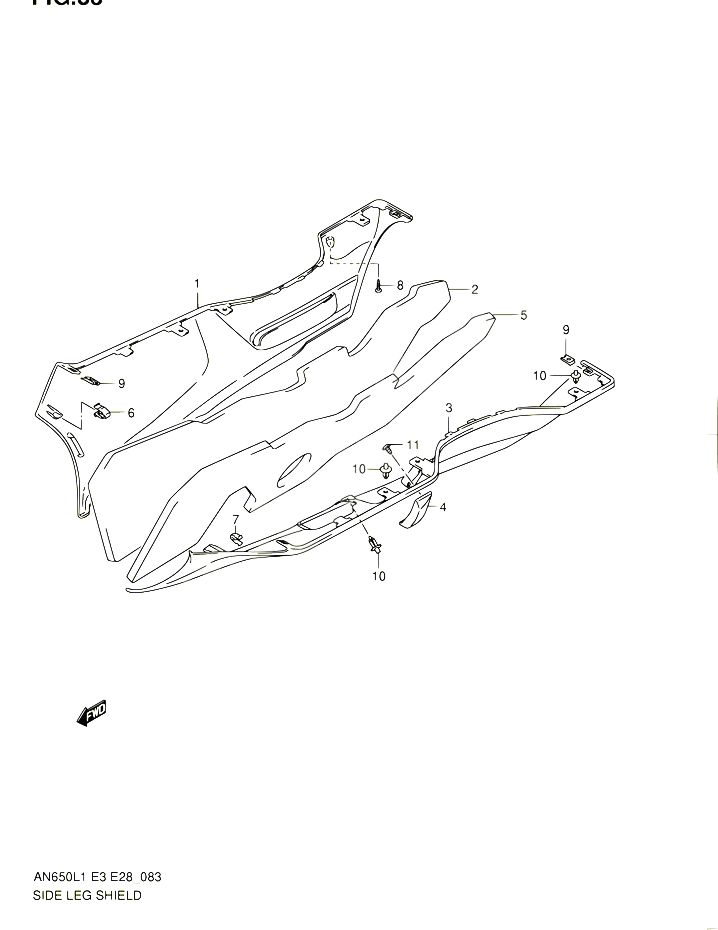 CARENAGES INFERIEUR AN650L1 E03 POUR SUZUKI BURGMAN 650 2011 POUR SUZUKI BURGMANAN650 L1 