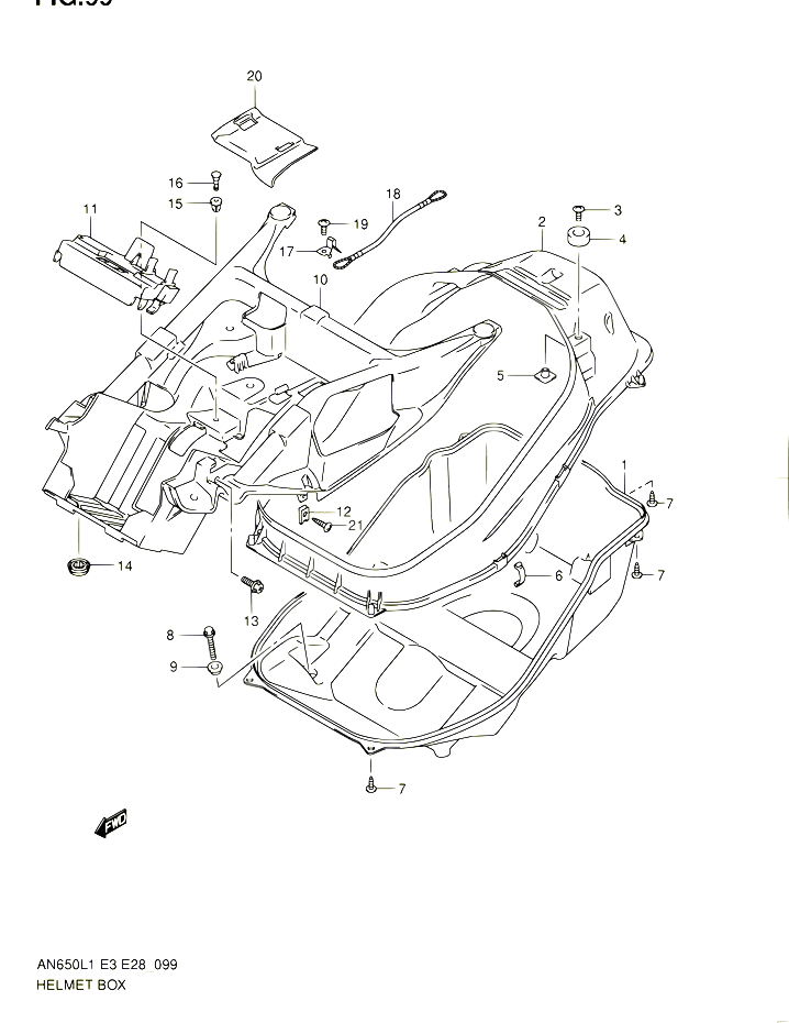 COFFRE POUR SUZUKI BURGMAN 650 2011 POUR SUZUKI BURGMANAN650 L1 