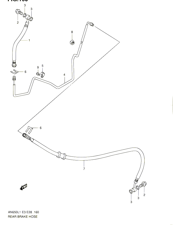 DURITE DE FREIN ARRIERE AN650L1 E03 POUR SUZUKI BURGMAN 650 2011 POUR SUZUKI BURGMANAN650 L1 