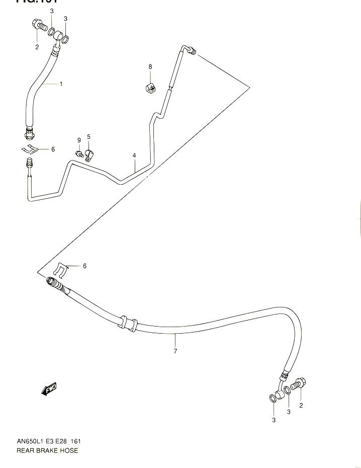 DURITE DE FREIN ARRIERE AN650L1 E33 POUR SUZUKI BURGMAN 650 2011 POUR SUZUKI BURGMANAN650 L1 