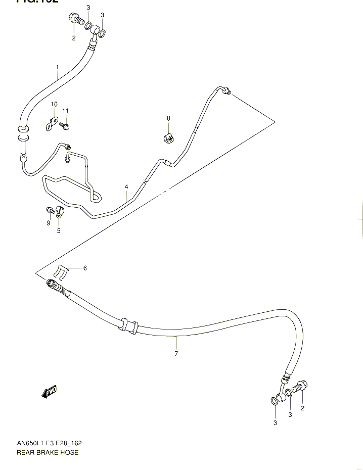 DURITE DE FREIN ARRIERE AN650AL1 E28 POUR SUZUKI BURGMAN 650 2011 POUR SUZUKI BURGMANAN650 L1 