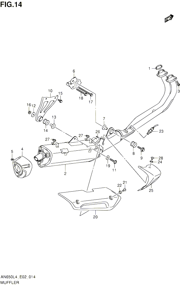 SILENCIEUX POUR SUZUKI BURGMAN 650 2014 POUR BURGMAN 650 AN650 L4 