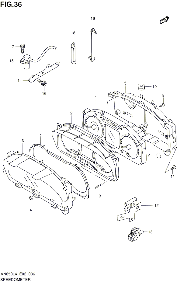 COMPTEUR AN650L4 E02 POUR SUZUKI BURGMAN 650 2014 POUR BURGMAN 650 AN650 L4 