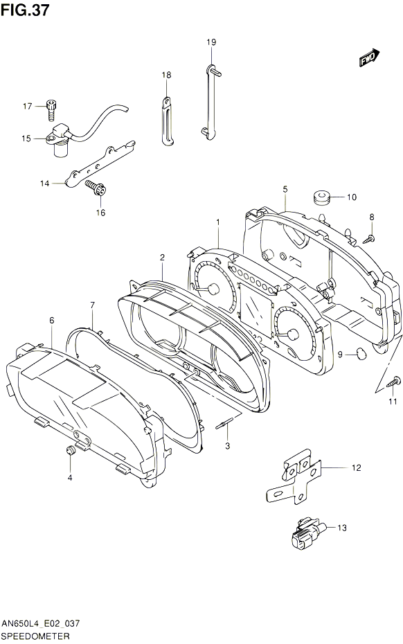 COMPTEUR AN650L4 E19 POUR SUZUKI BURGMAN 650 2014 POUR BURGMAN 650 AN650 L4 