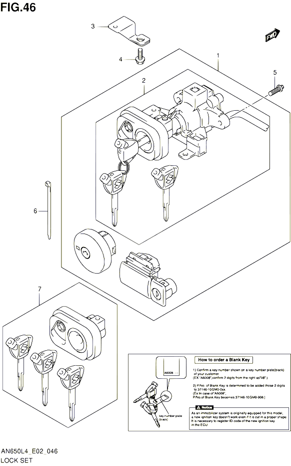 KIT SERRURE POUR SUZUKI BURGMAN 650 2014 POUR BURGMAN 650 AN650 L4 