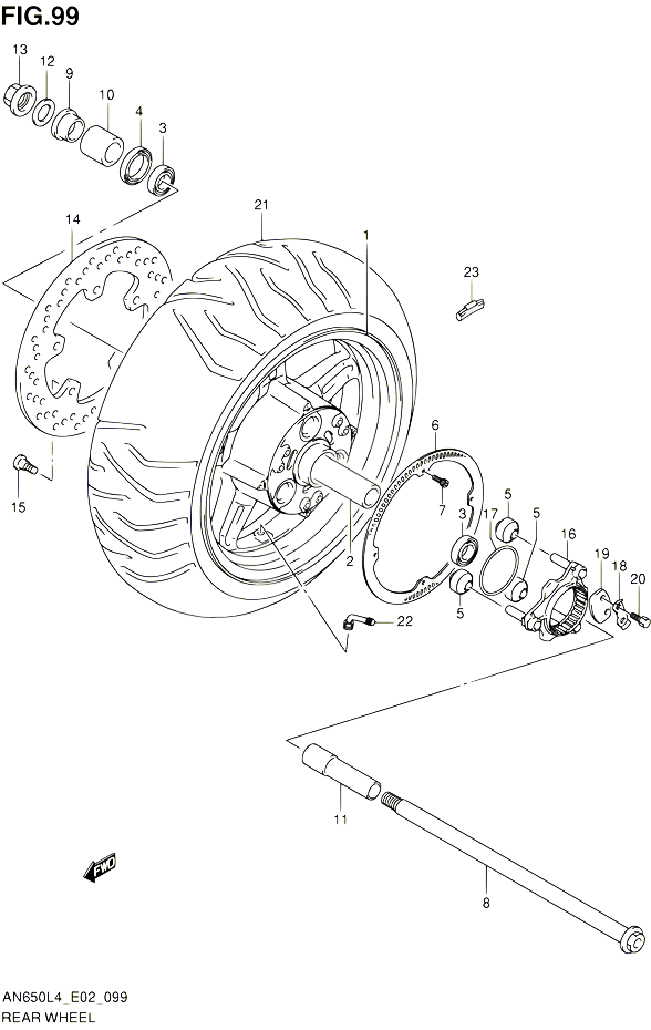 ROUE ARRIERE POUR SUZUKI BURGMAN 650 2014 POUR BURGMAN 650 AN650 L4 