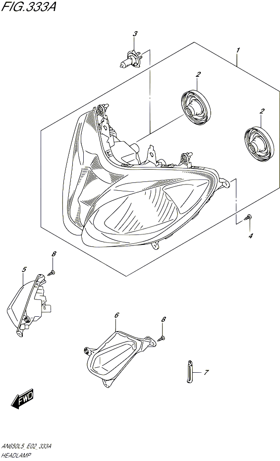 PHARE POUR SUZUKI BURGMAN 650 2015 POUR BURGMAN 650 AN650 L5 