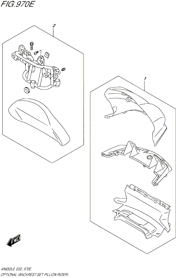 OPTIONS BACKREST SET PILLION RIDER POUR SUZUKI BURGMAN 650 2016 POUR BURGMAN 650 AN650 L6 