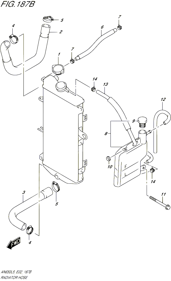 DURITE DE RADIATEUR AN650ZL5 E02 POUR SUZUKI BURGMAN 650 2015 POUR BURGMAN 650 AN650Z L5 